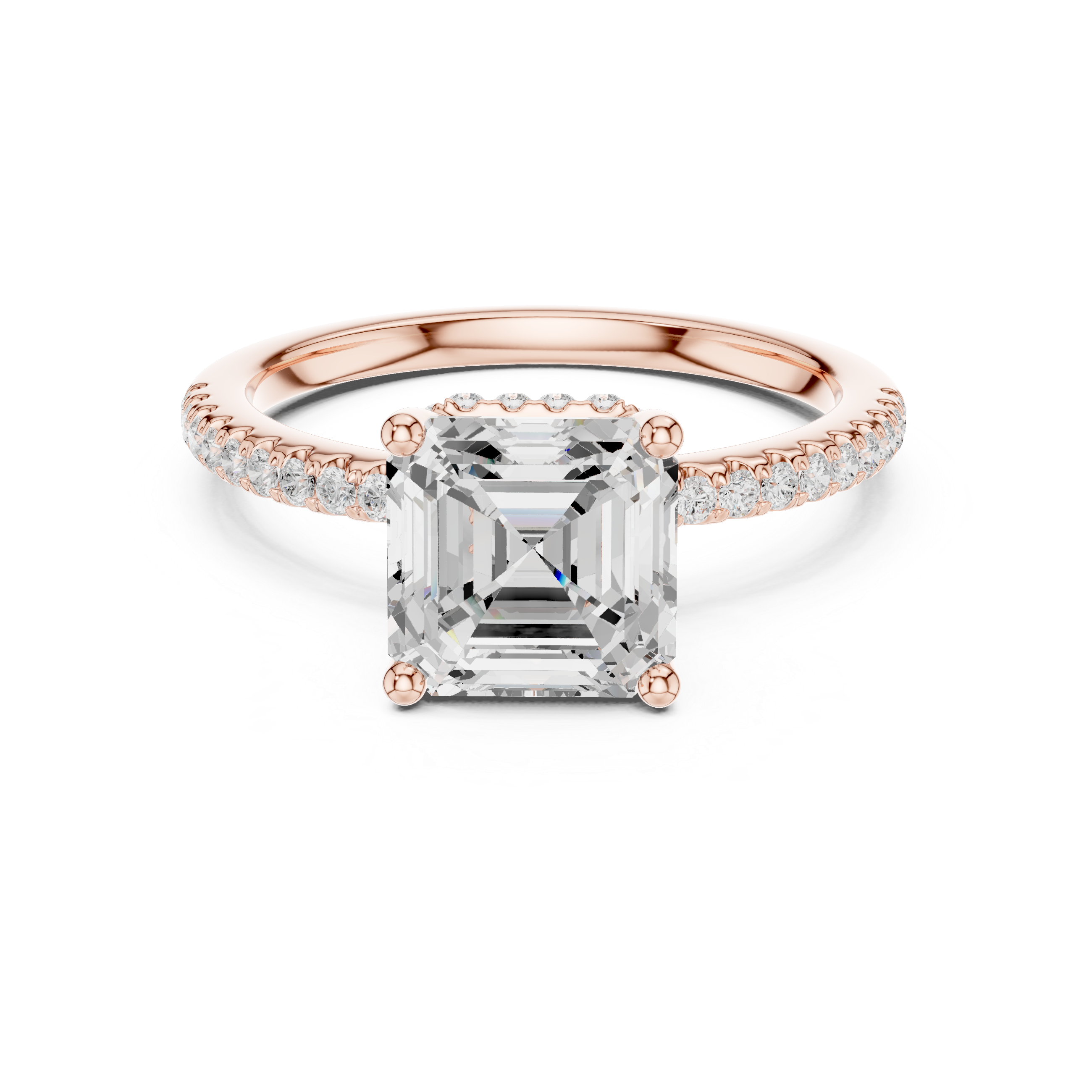 2.00 CT Asscher Cut Diamond Hidden Halo Pavé Engagement Ring