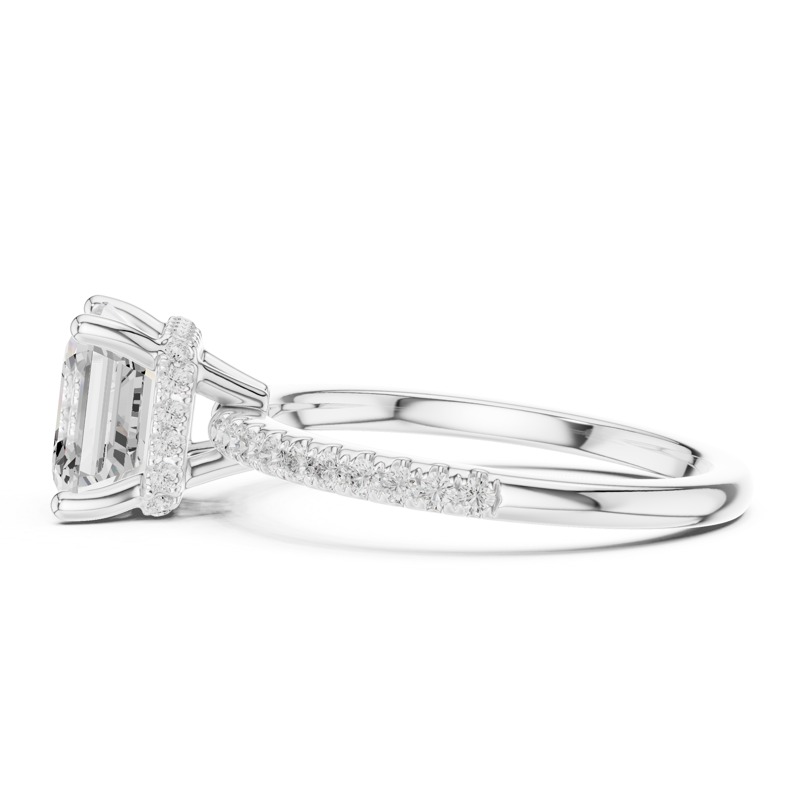 2.00 CT Asscher Cut Diamond Hidden Halo Pavé Engagement Ring