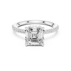 2.00 CT Asscher Cut Diamond Hidden Halo Pavé Engagement Ring