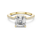 2.00 CT Asscher Cut Diamond Hidden Halo Pavé Engagement Ring