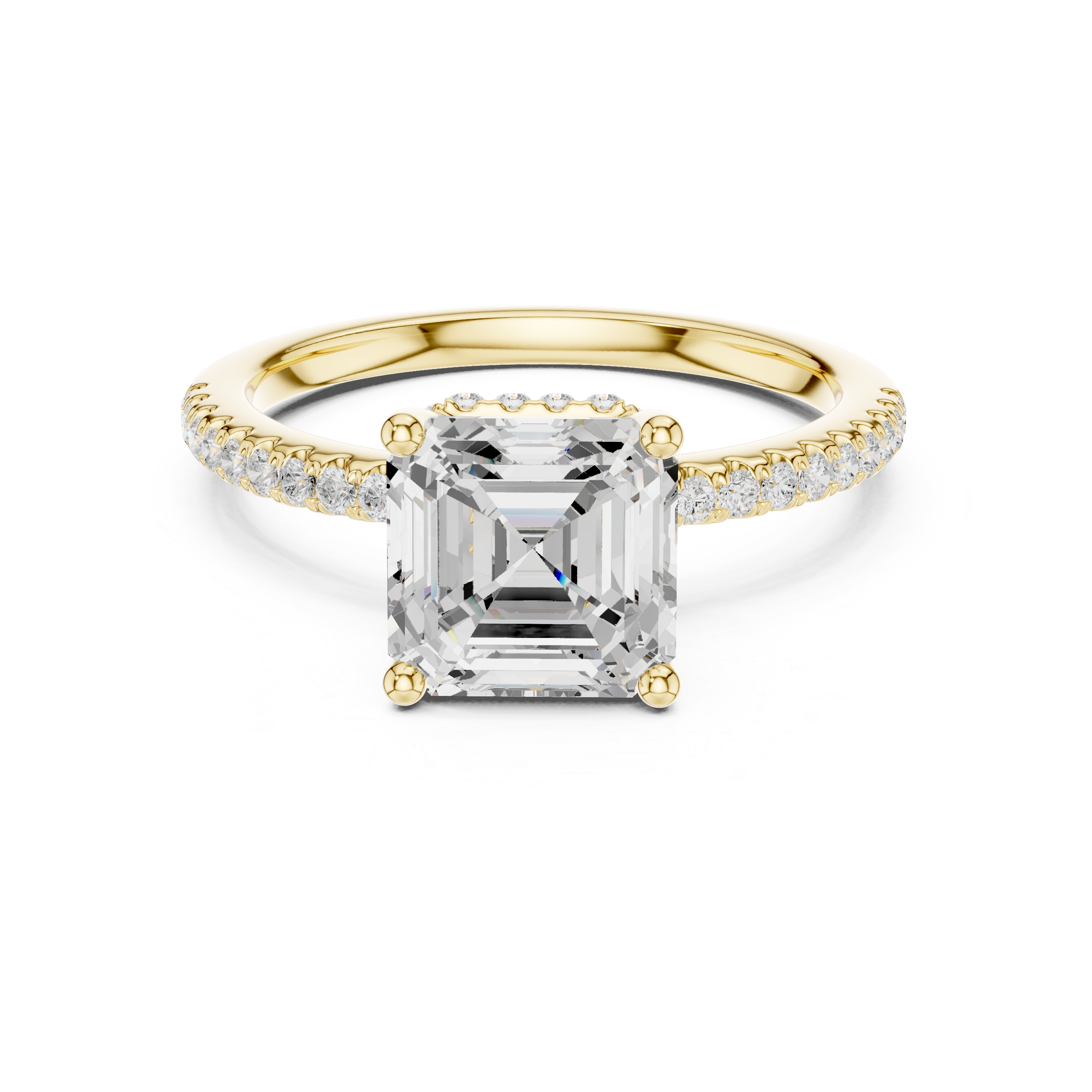 2.00 CT Asscher Cut Diamond Hidden Halo Pavé Engagement Ring