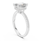 2.00 CT Emerald Cut Diamond Hidden Halo Pavé Engagement Ring