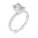 2.00 CT Emerald Cut Diamond Hidden Halo Pavé Engagement Ring