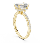 2.00 CT Emerald Cut Diamond Hidden Halo Pavé Engagement Ring