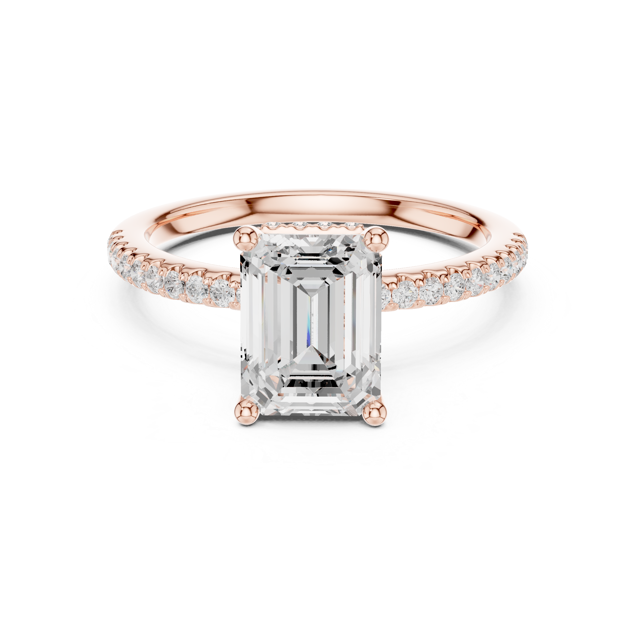 2.00 CT Emerald Cut Diamond Hidden Halo Pavé Engagement Ring