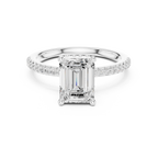 2.00 CT Emerald Cut Diamond Hidden Halo Pavé Engagement Ring