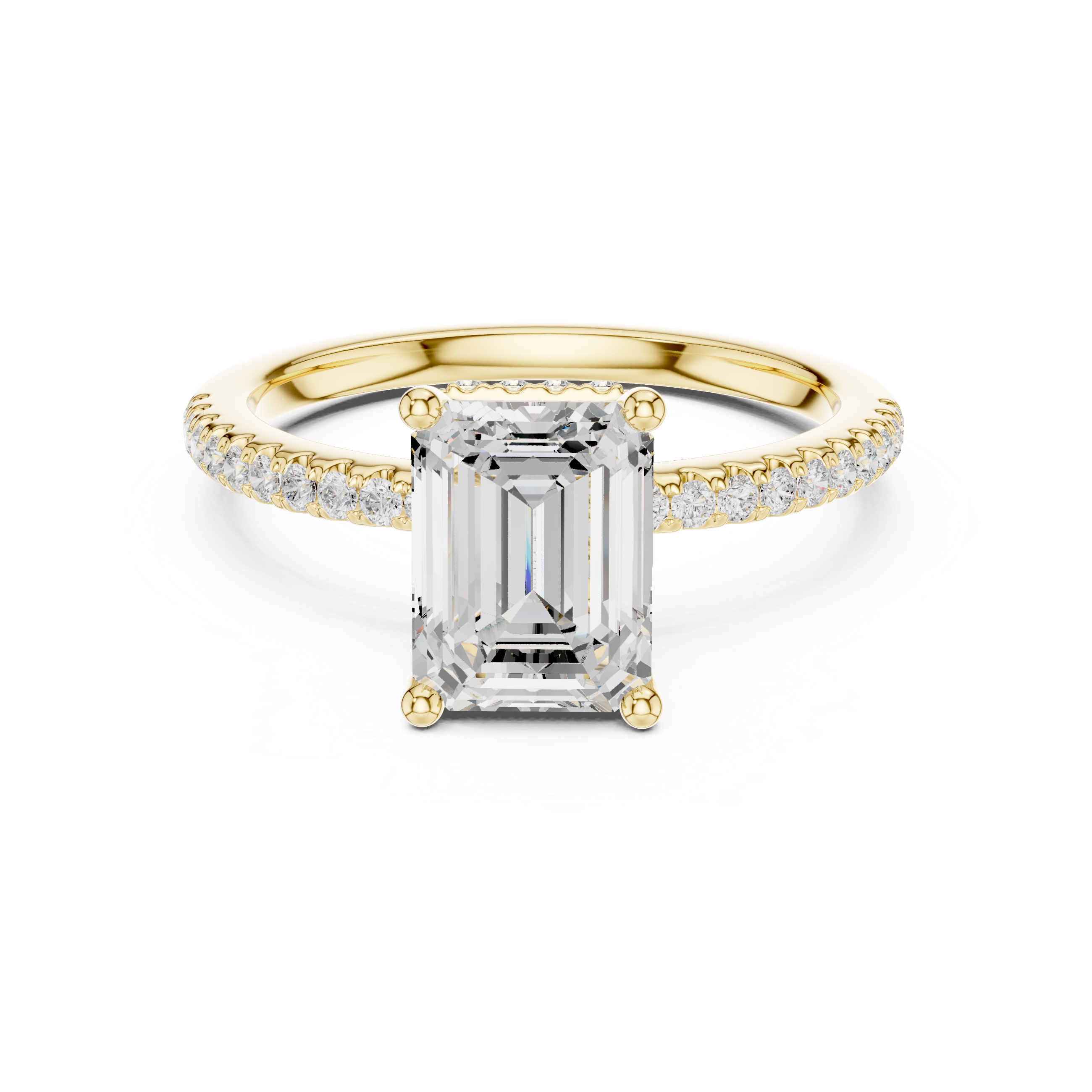 2.00 CT Emerald Cut Diamond Hidden Halo Pavé Engagement Ring