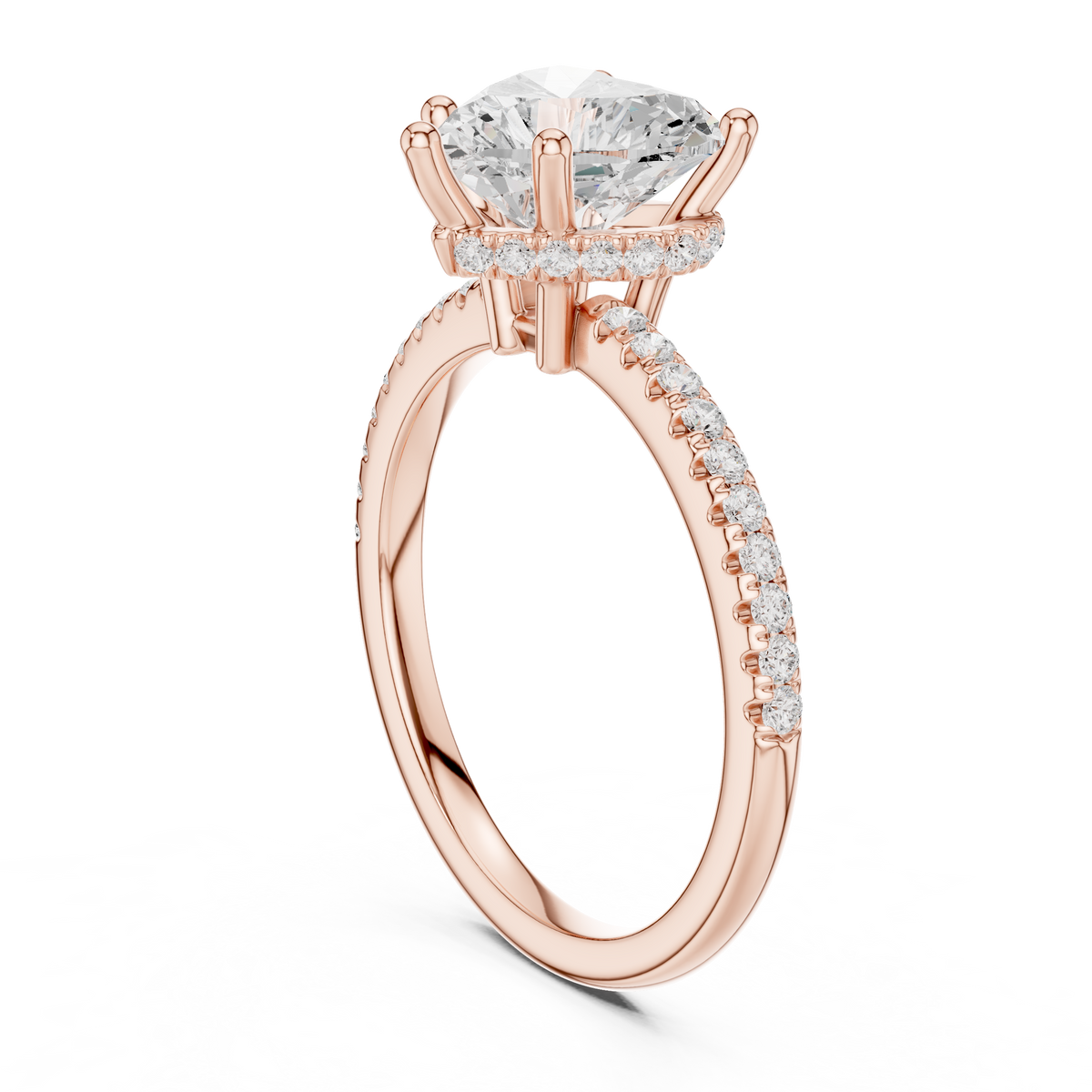 2.30 CTW Heart Cut Diamond Hidden Halo Pavé Engagement Ring – view 6 of 12, lab grown diamond ring | Jewelix Atelier
