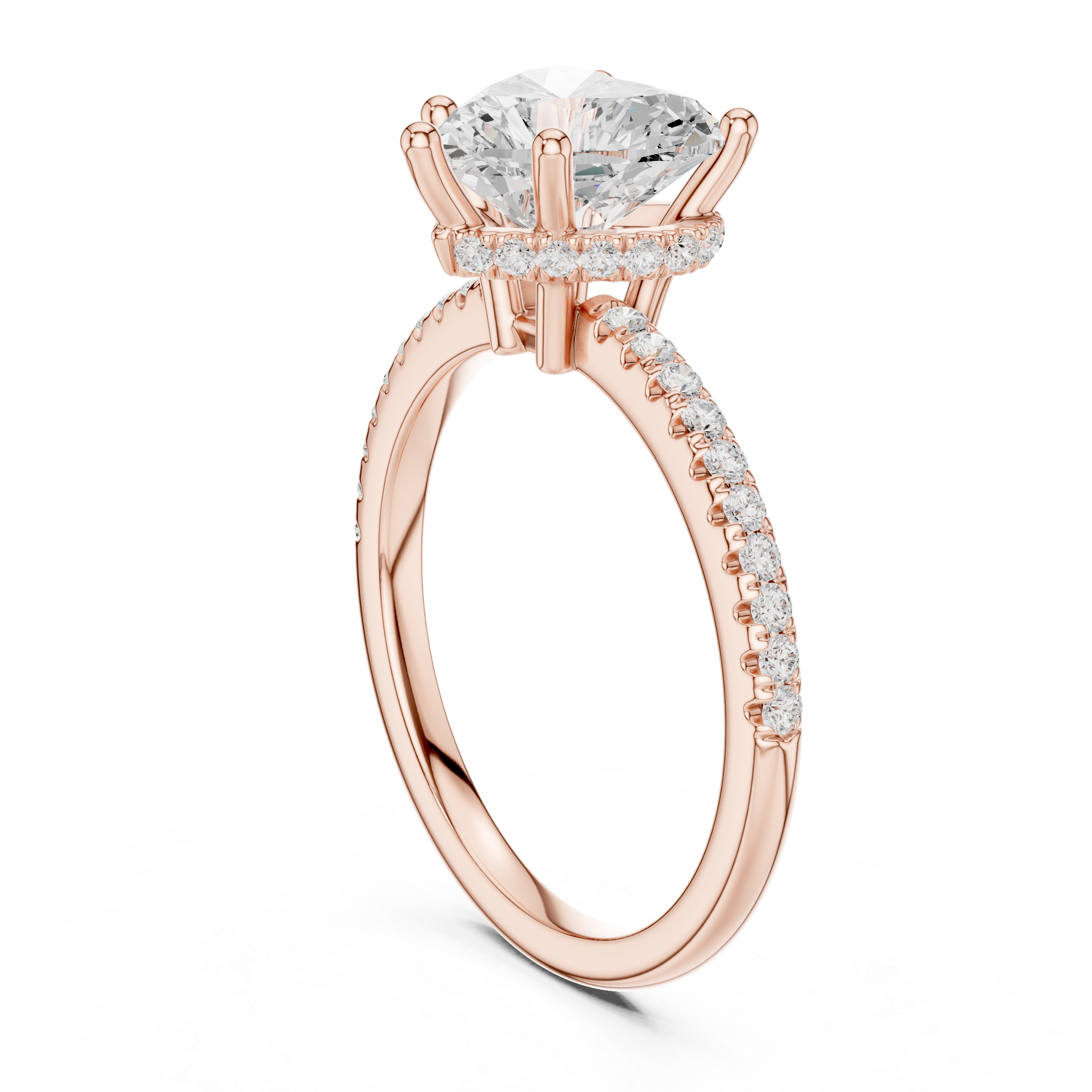 2.00 CT Heart Cut Diamond Hidden Halo Pavé Engagement Ring