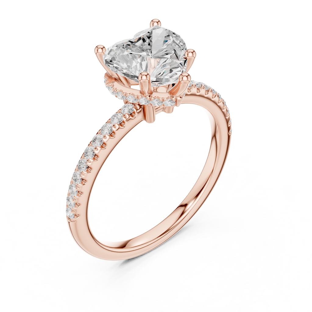 2.00 CT Heart Cut Diamond Hidden Halo Pavé Engagement Ring