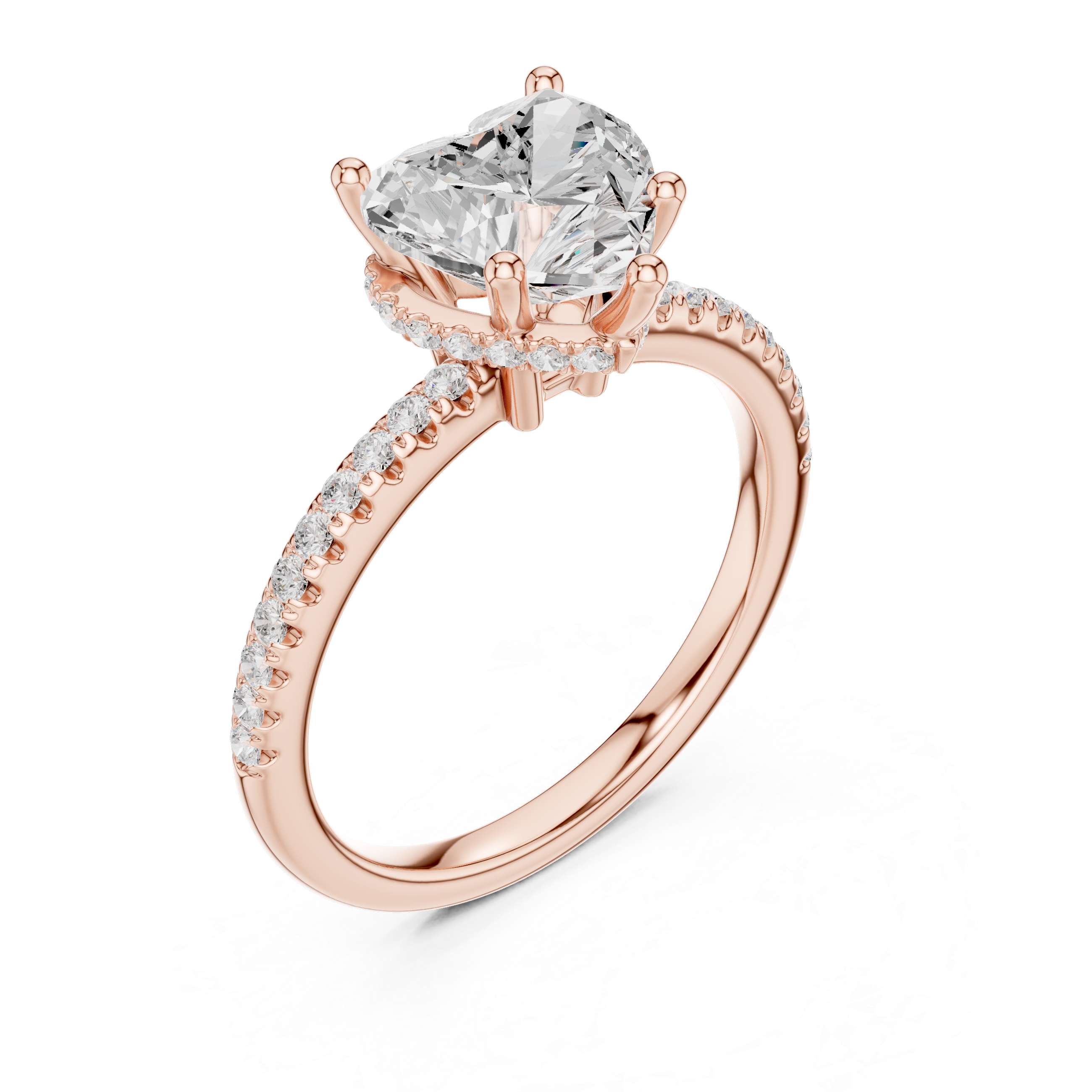 2.00 CT Heart Cut Diamond Hidden Halo Pavé Engagement Ring