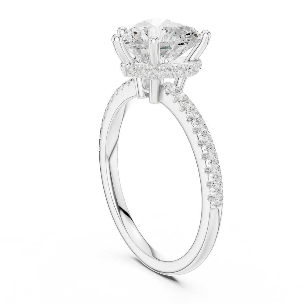 2.00 CT Heart Cut Diamond Hidden Halo Pavé Engagement Ring