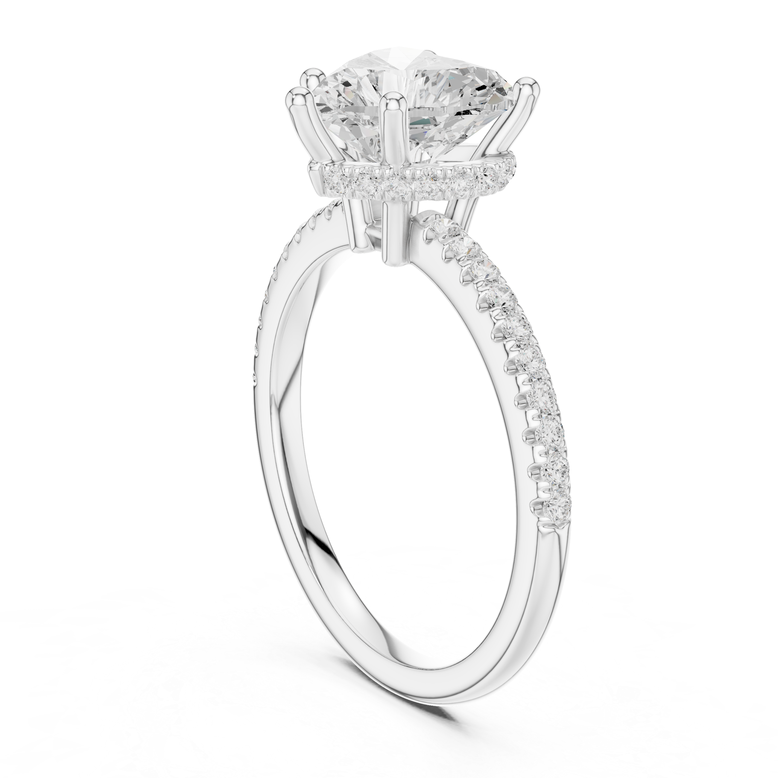 2.00 CT Heart Cut Diamond Hidden Halo Pavé Engagement Ring