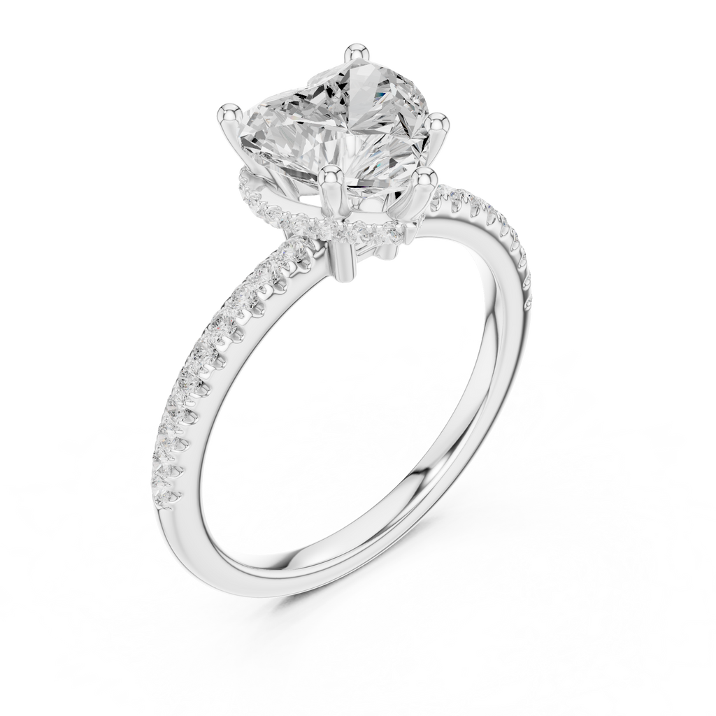 2.00 CT Heart Cut Diamond Hidden Halo Pavé Engagement Ring