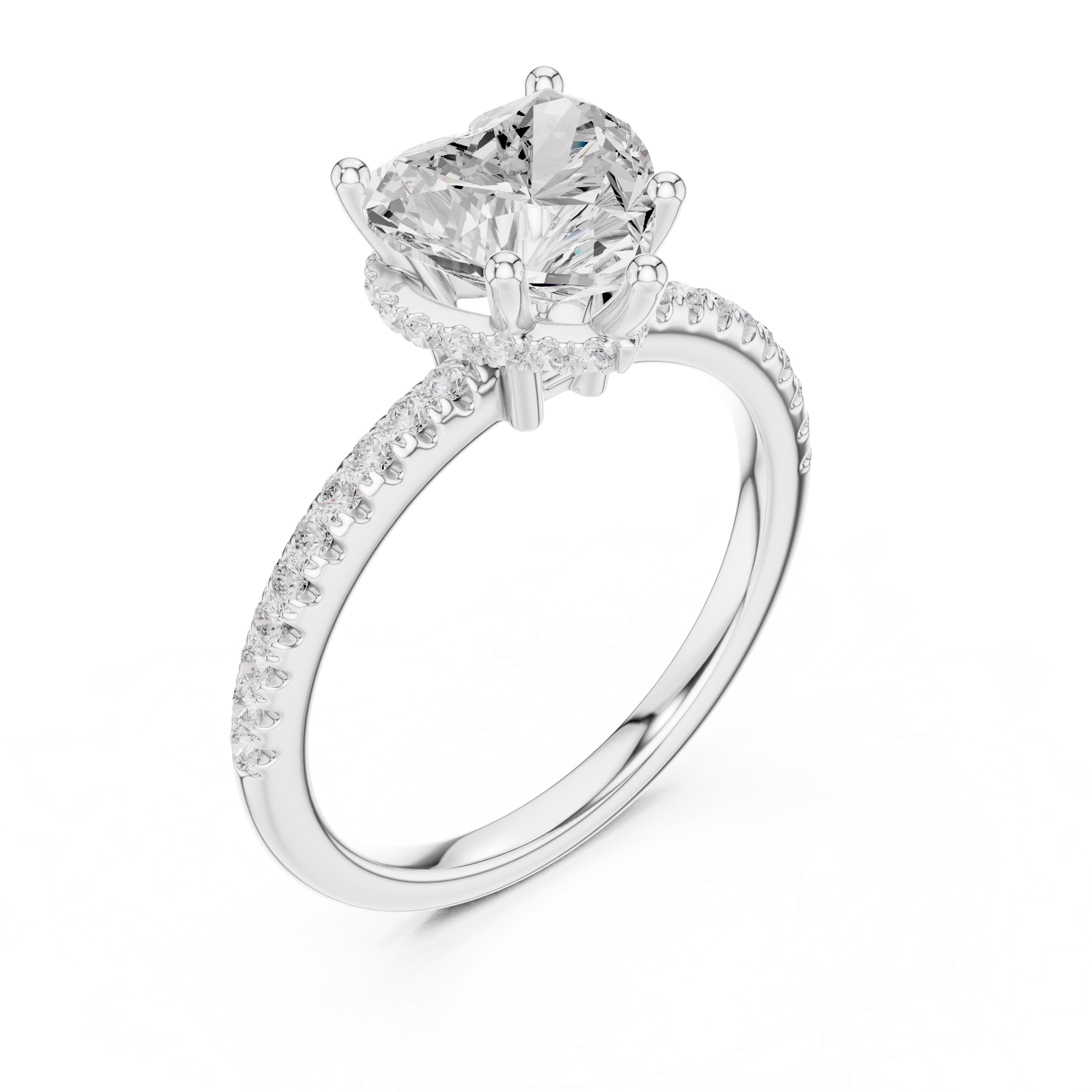 2.00 CT Heart Cut Diamond Hidden Halo Pavé Engagement Ring