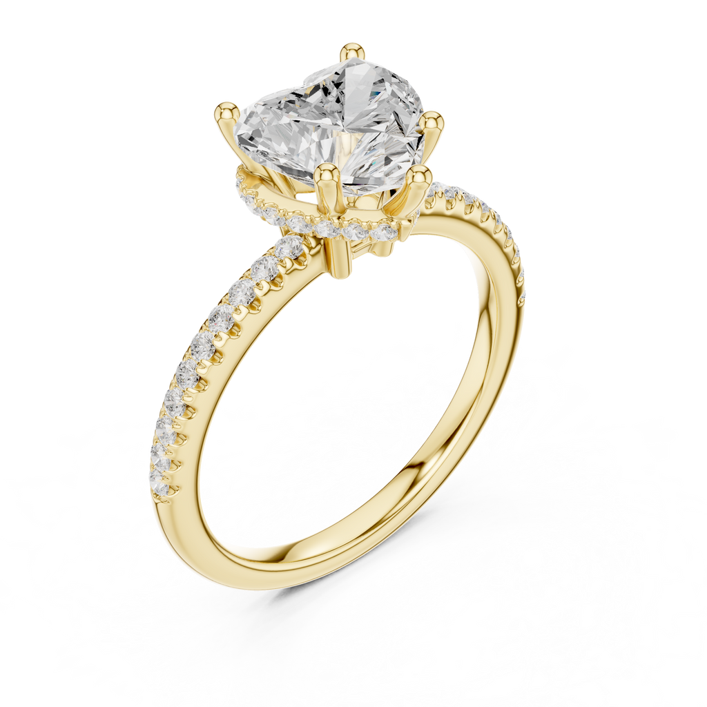 2.00 CT Heart Cut Diamond Hidden Halo Pavé Engagement Ring