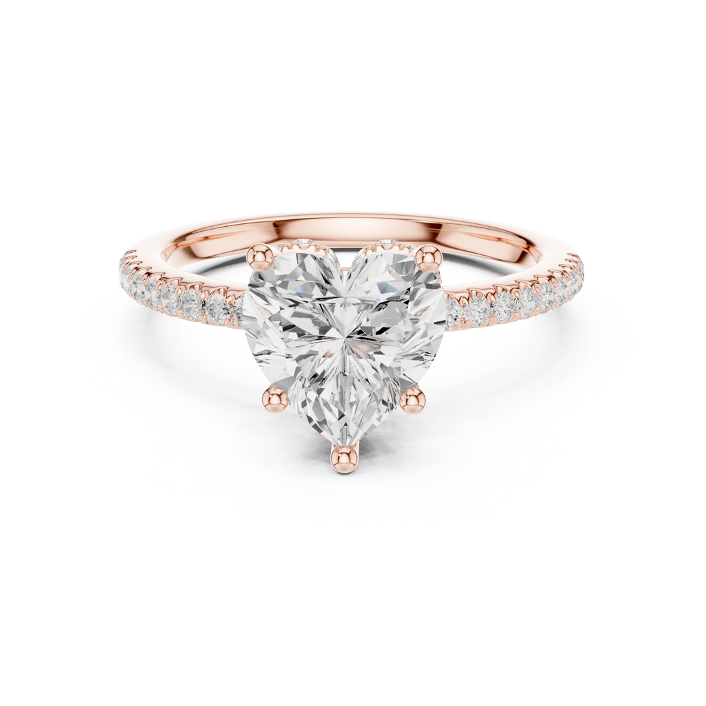 2.00 CT Heart Cut Diamond Hidden Halo Pavé Engagement Ring