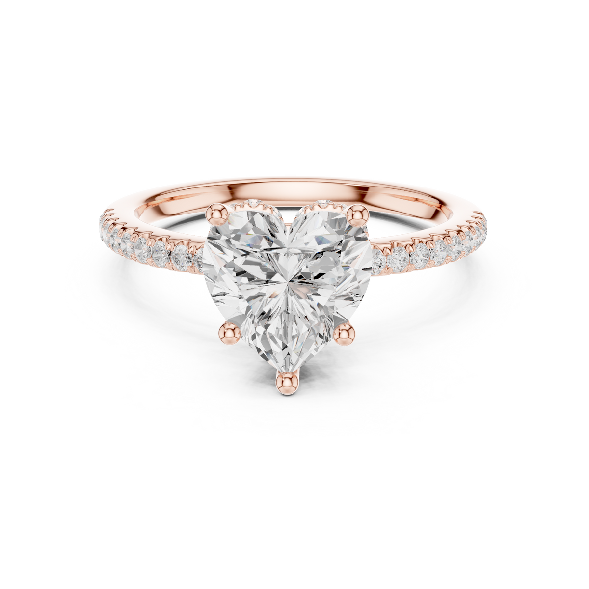 2.30 CTW Heart Cut Diamond Hidden Halo Pavé Engagement Ring – view 5 of 12, lab grown diamond ring | Jewelix Atelier
