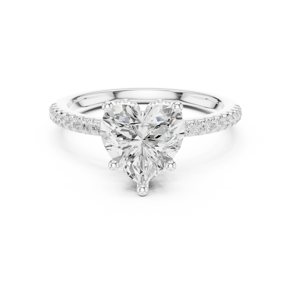 2.00 CT Heart Cut Diamond Hidden Halo Pavé Engagement Ring