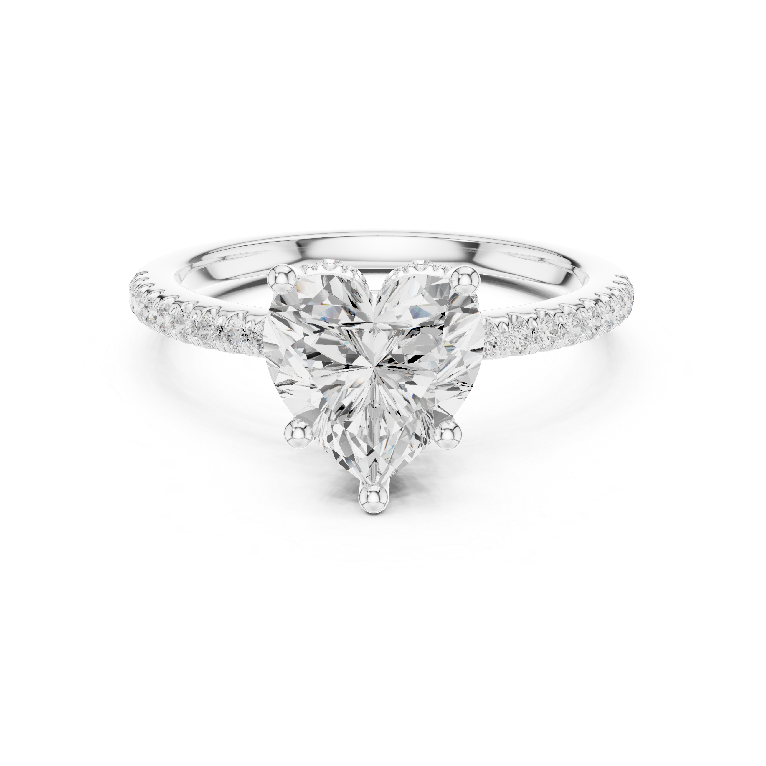 2.00 CT Heart Cut Diamond Hidden Halo Pavé Engagement Ring