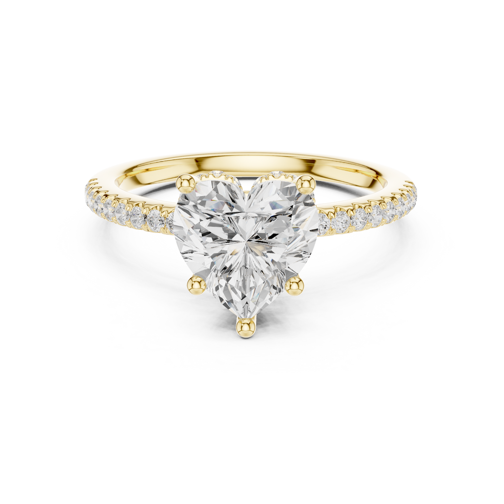 2.00 CT Heart Cut Diamond Hidden Halo Pavé Engagement Ring