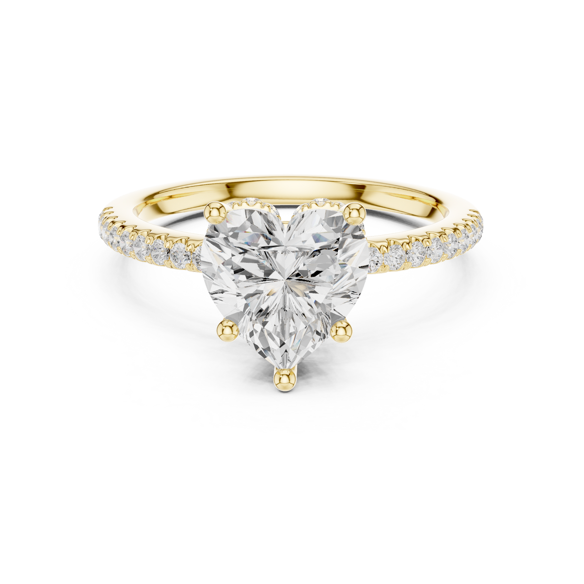 2.30 CTW Heart Cut Diamond Hidden Halo Pavé Engagement Ring – view 9 of 12, lab grown diamond ring | Jewelix Atelier