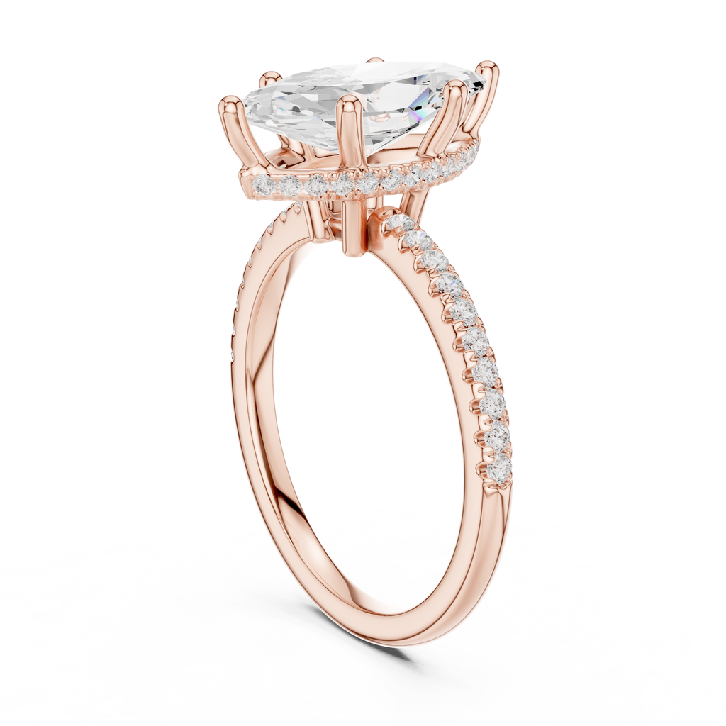 2.00 CT Marquise Cut Diamond Hidden Halo Pavé Engagement Ring