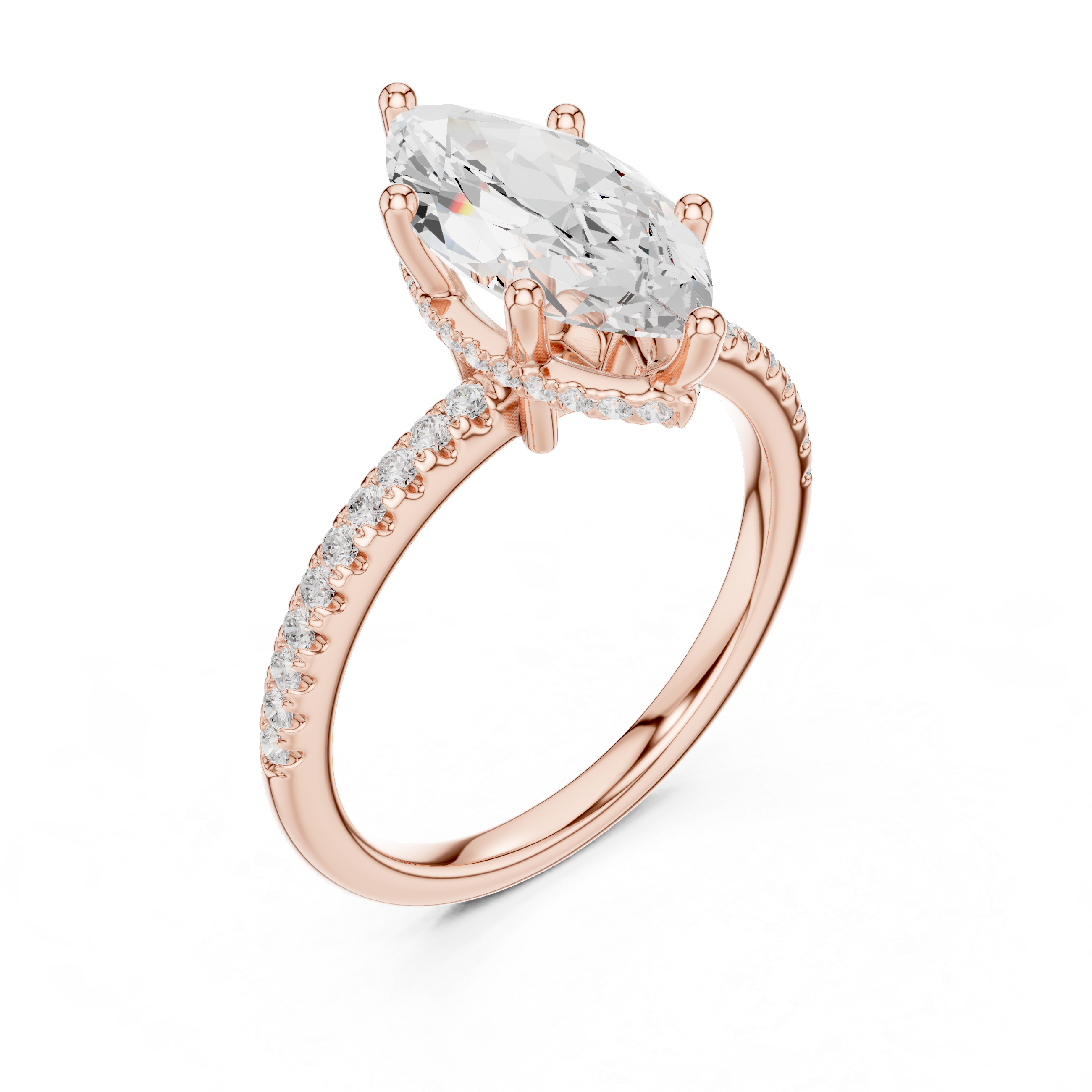 2.00 CT Marquise Cut Diamond Hidden Halo Pavé Engagement Ring