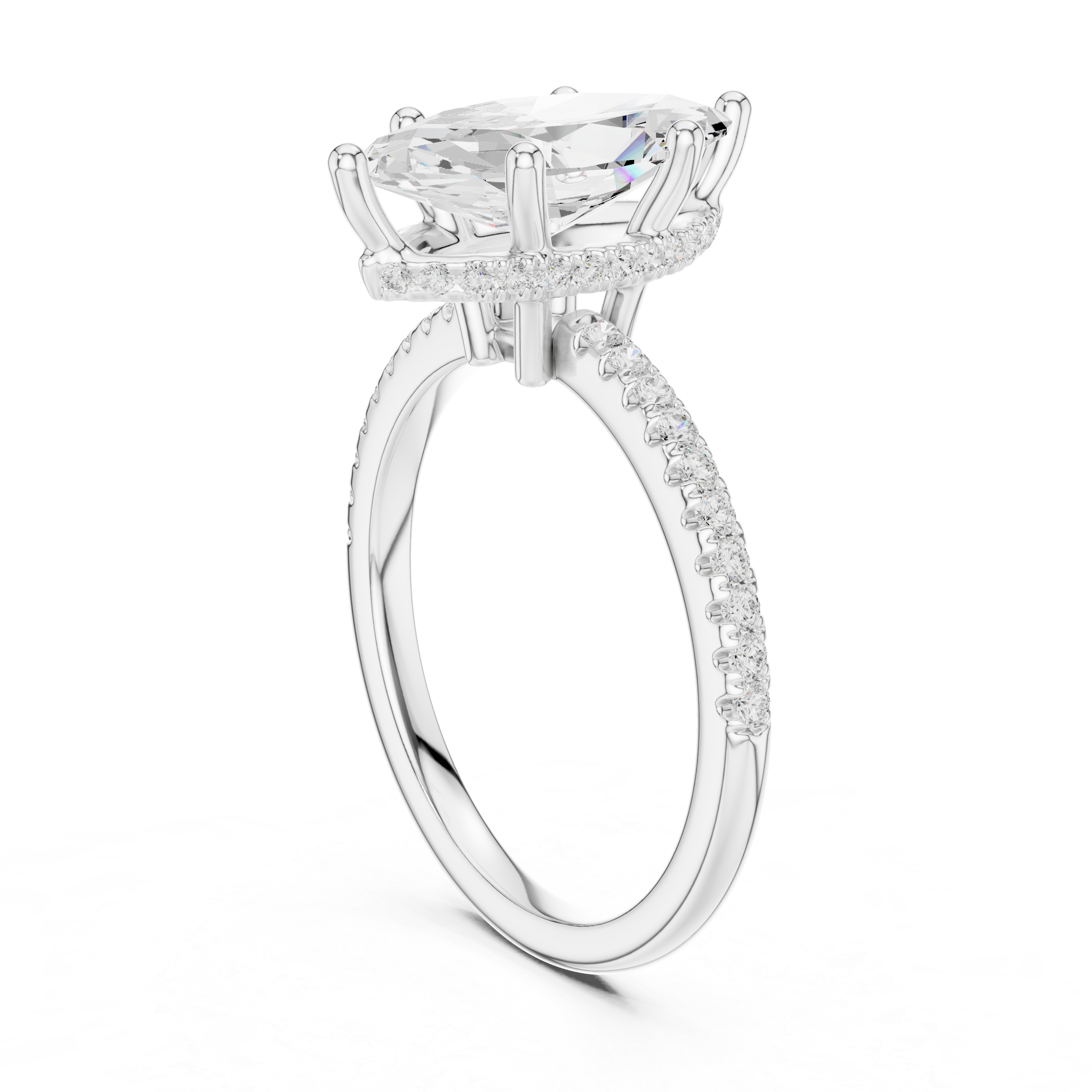 2.00 CT Marquise Cut Diamond Hidden Halo Pavé Engagement Ring
