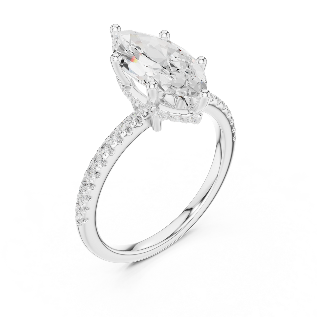 2.00 CT Marquise Cut Diamond Hidden Halo Pavé Engagement Ring