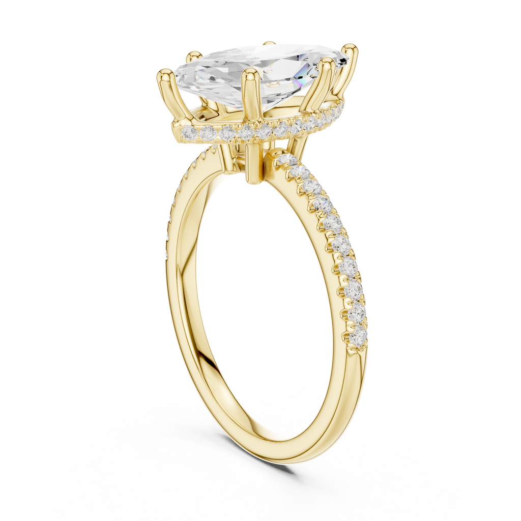 2.00 CT Marquise Cut Diamond Hidden Halo Pavé Engagement Ring