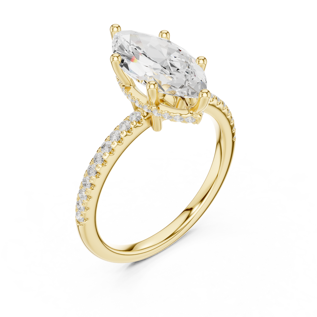2.00 CT Marquise Cut Diamond Hidden Halo Pavé Engagement Ring