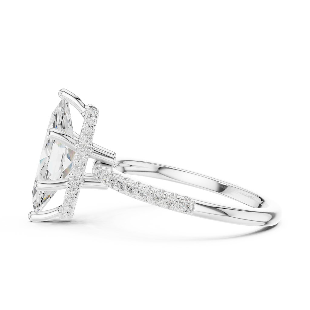 2.00 CT Marquise Cut Diamond Hidden Halo Pavé Engagement Ring