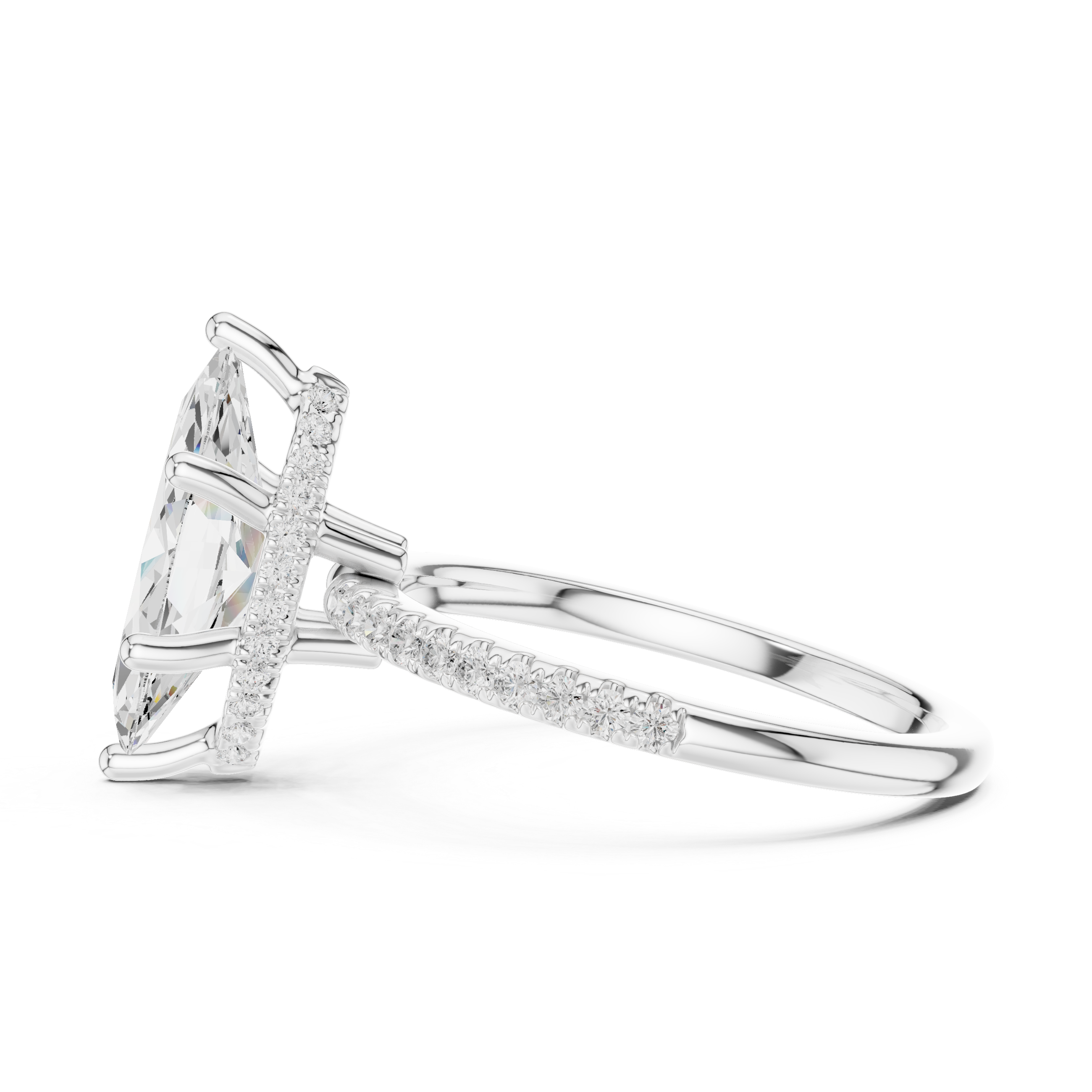 2.00 CT Marquise Cut Diamond Hidden Halo Pavé Engagement Ring