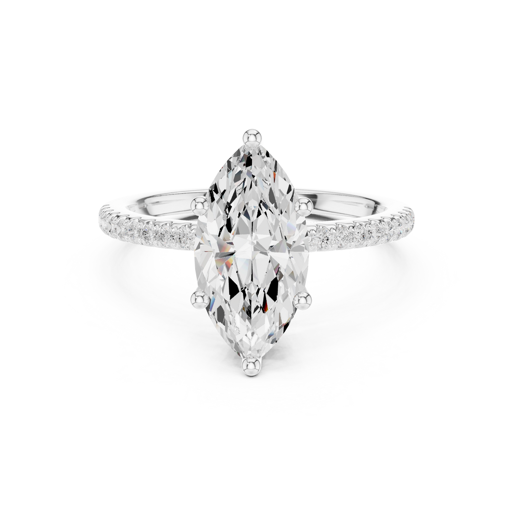 2.00 CT Marquise Cut Diamond Hidden Halo Pavé Engagement Ring