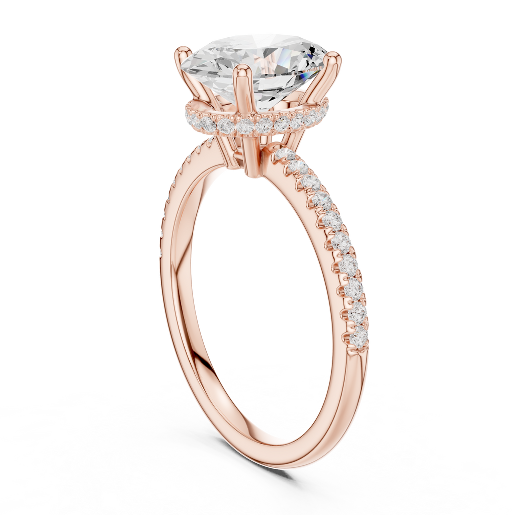 2.00 CT Oval Cut Diamond Hidden Halo Pavé Engagement Ring