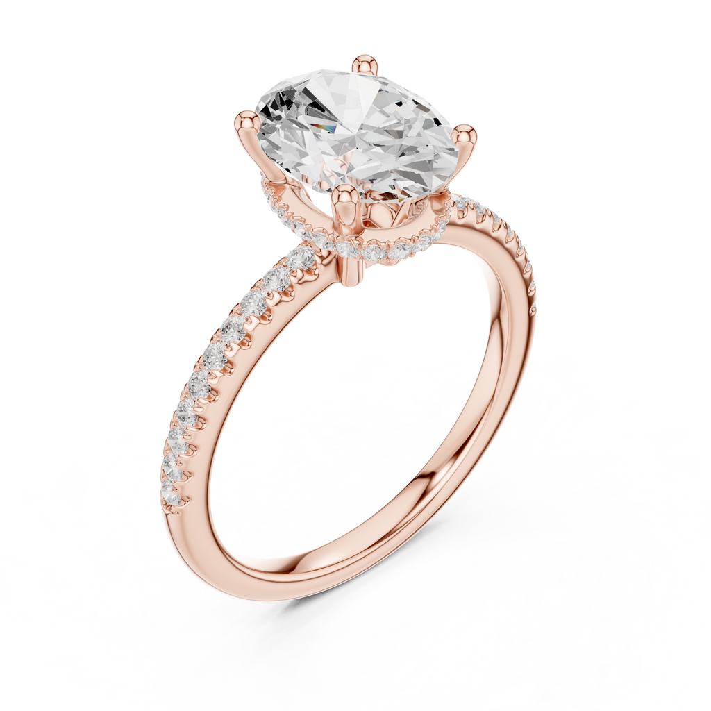 2.00 CT Oval Cut Diamond Hidden Halo Pavé Engagement Ring