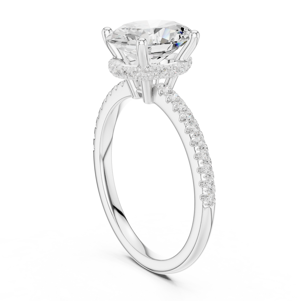 2.00 CT Oval Cut Diamond Hidden Halo Pavé Engagement Ring