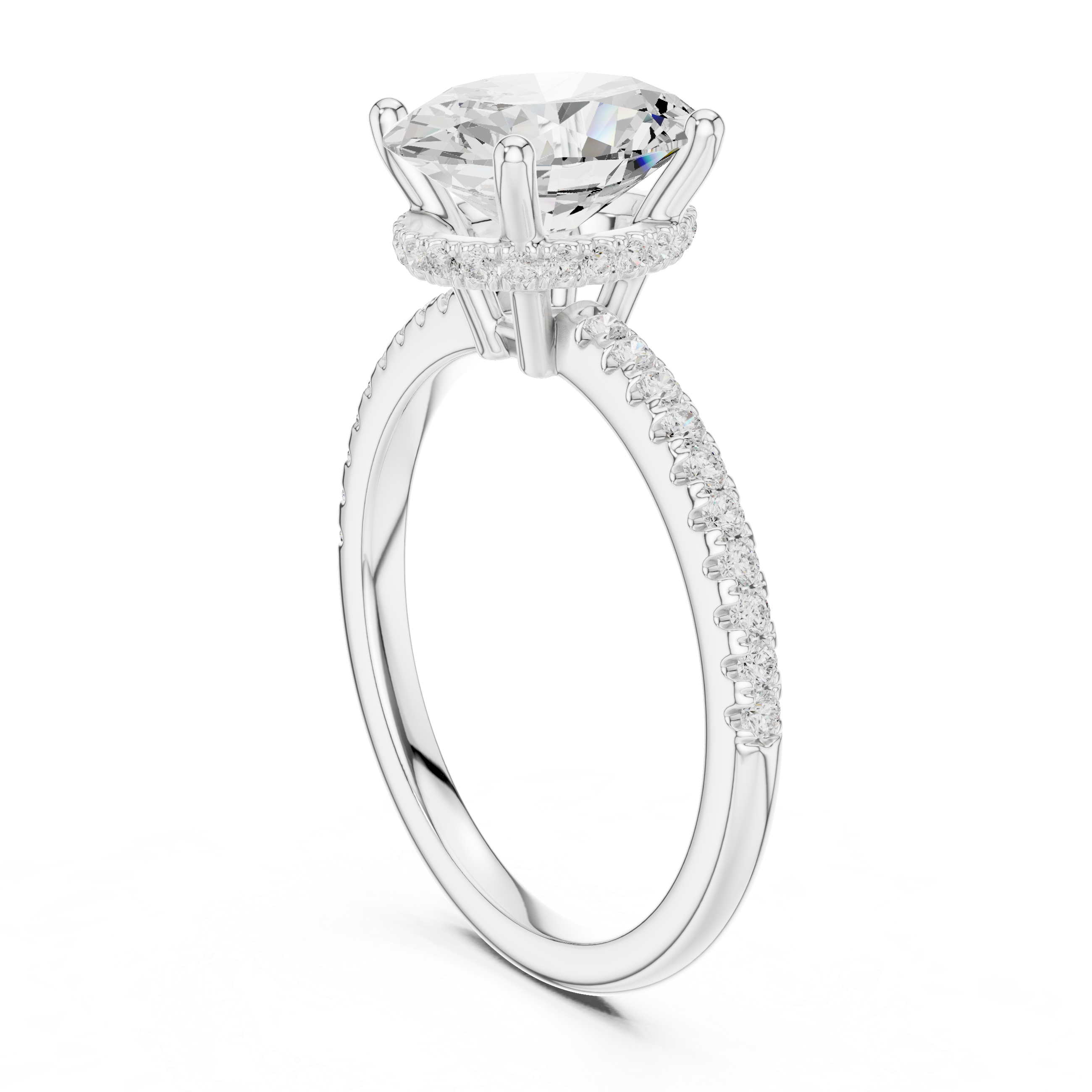2.00 CT Oval Cut Diamond Hidden Halo Pavé Engagement Ring