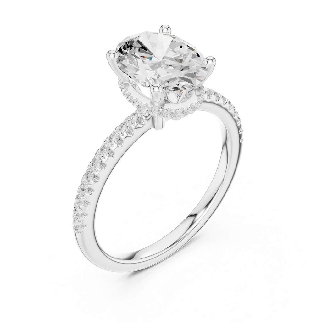 2.00 CT Oval Cut Diamond Hidden Halo Pavé Engagement Ring