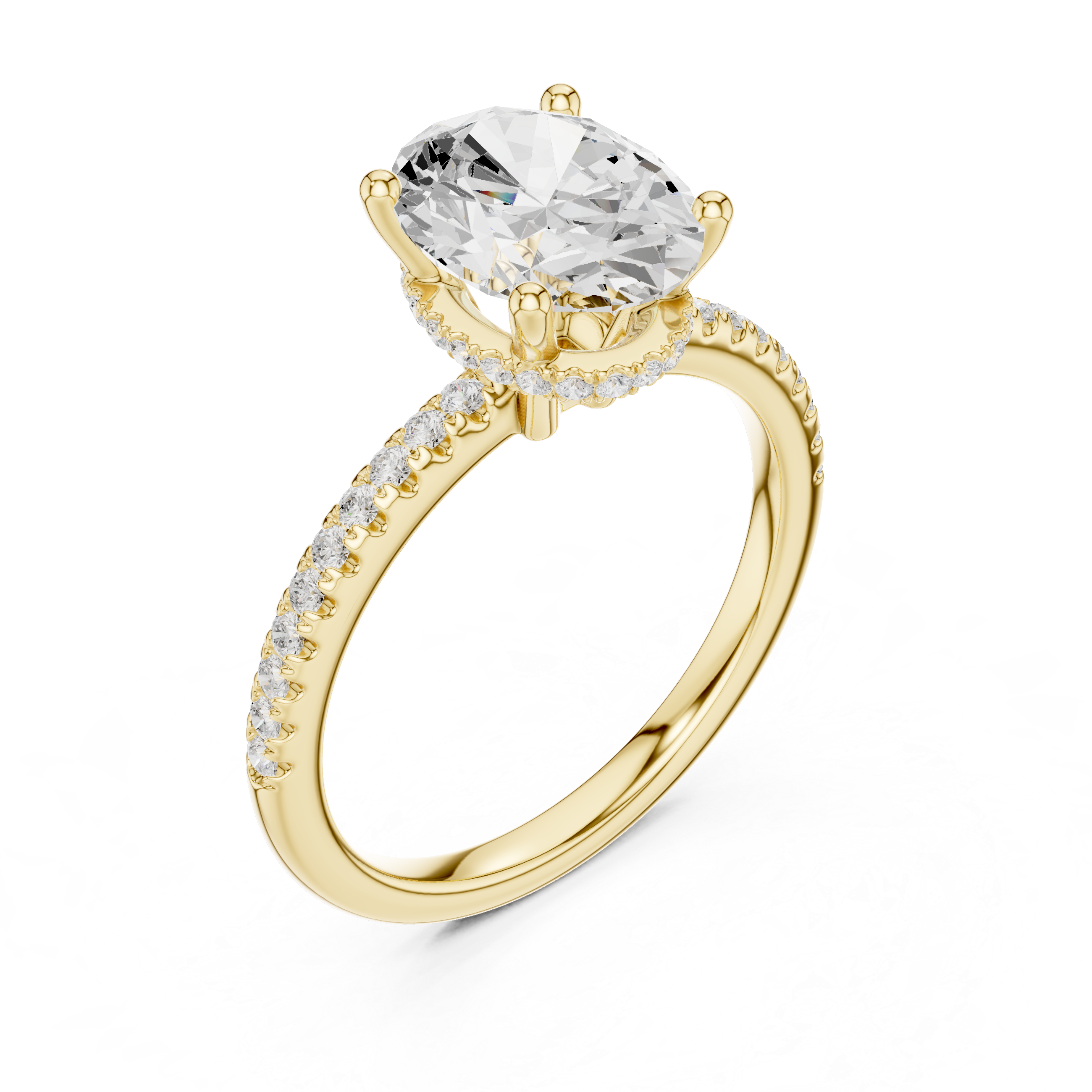 2.00 CT Oval Cut Diamond Hidden Halo Pavé Engagement Ring