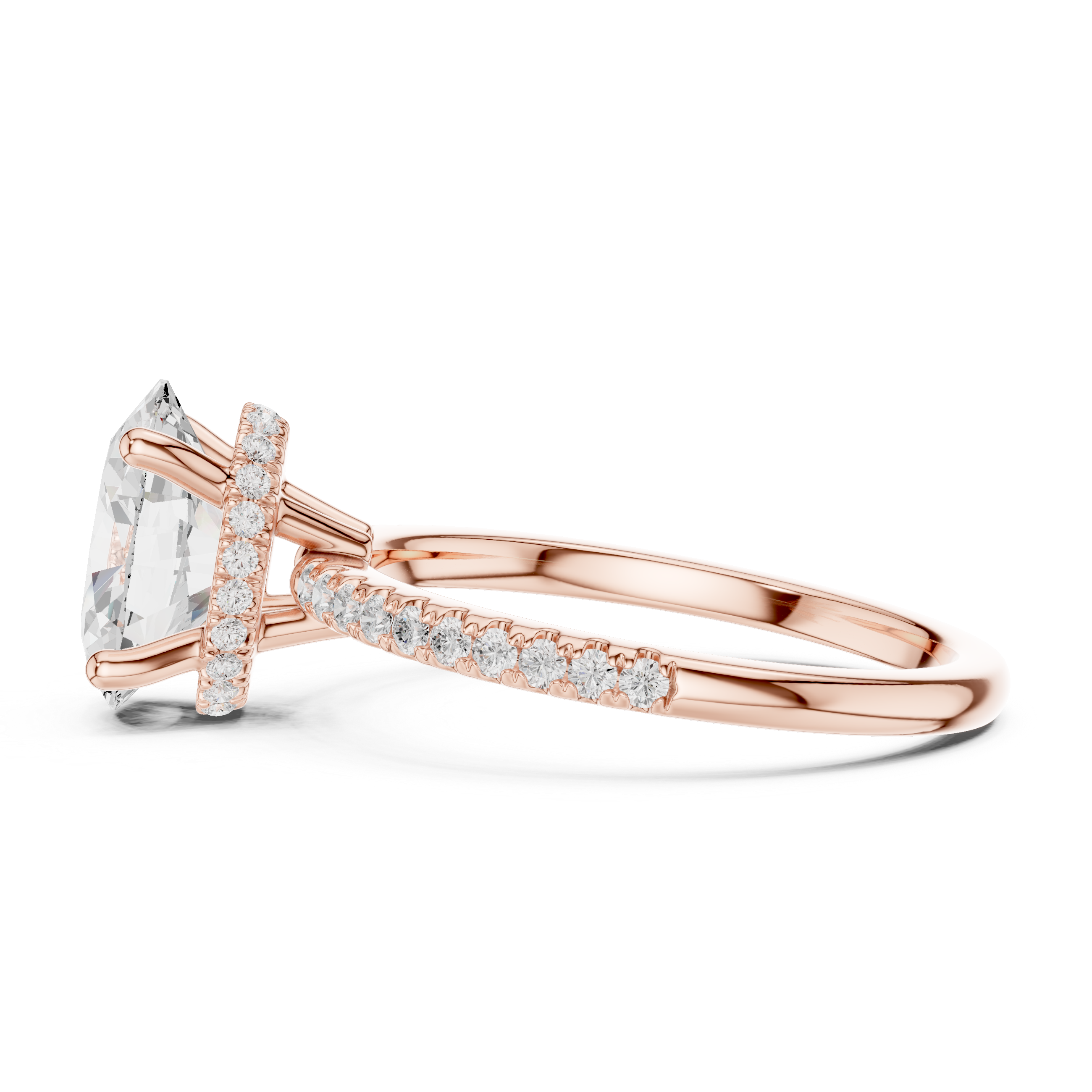 2.00 CT Oval Cut Diamond Hidden Halo Pavé Engagement Ring