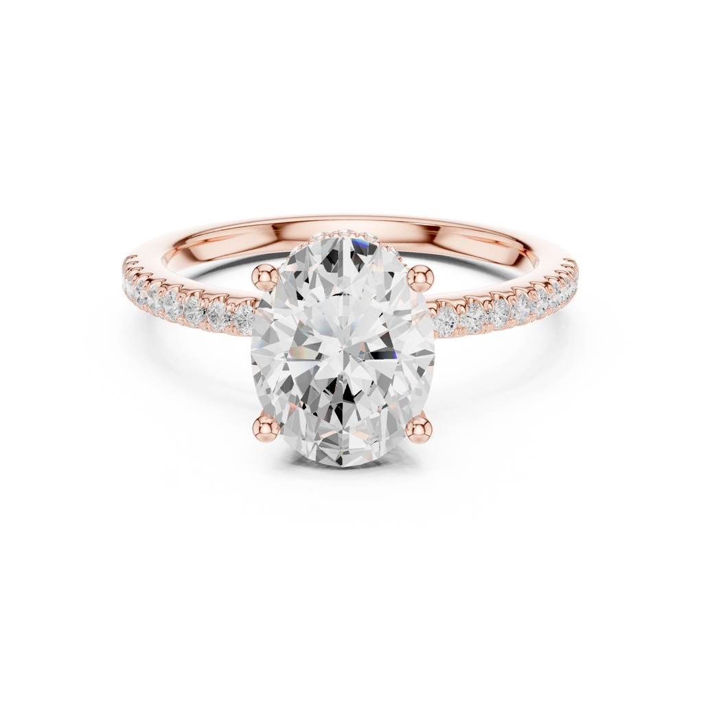 2.00 CT Oval Cut Diamond Hidden Halo Pavé Engagement Ring