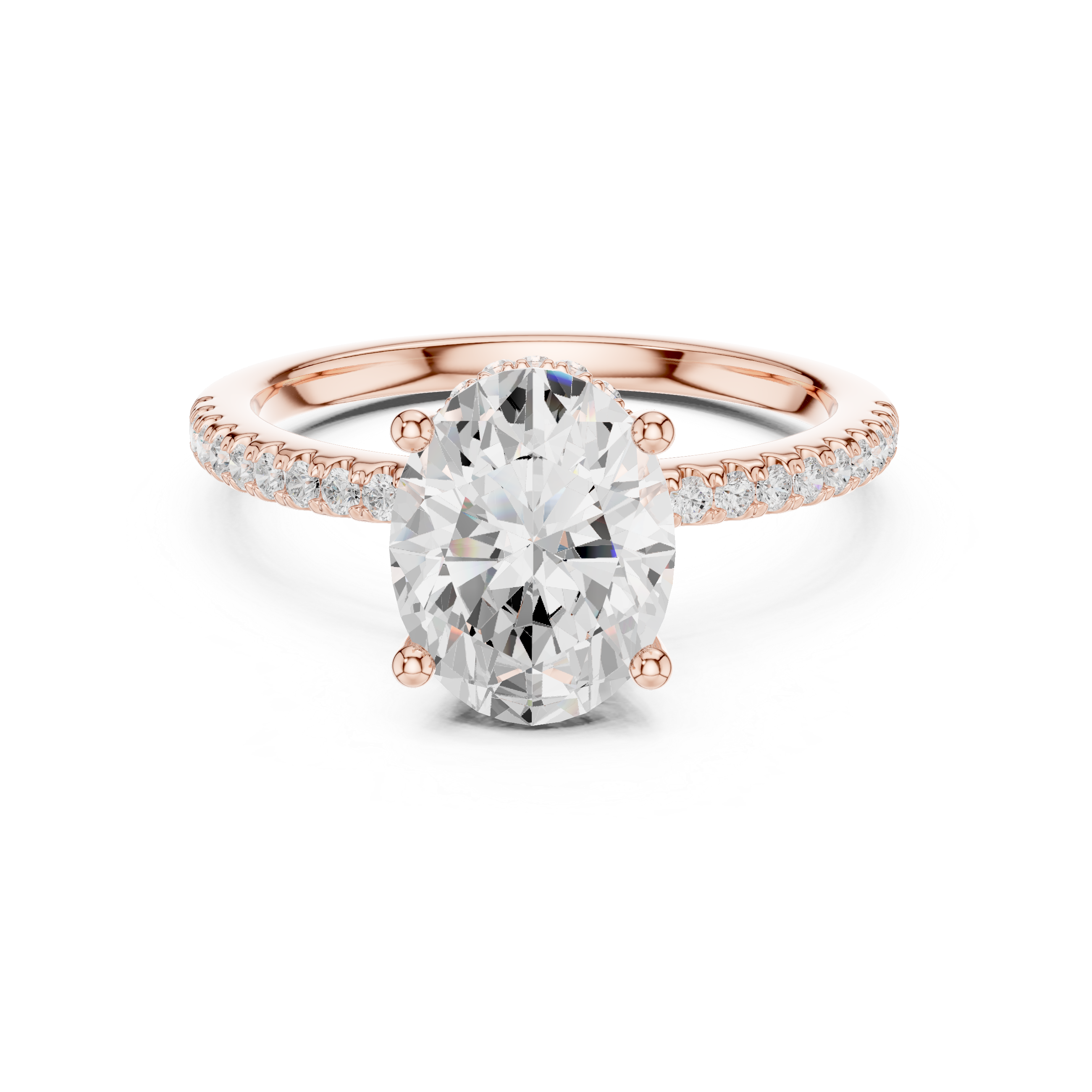 2.00 CT Oval Cut Diamond Hidden Halo Pavé Engagement Ring