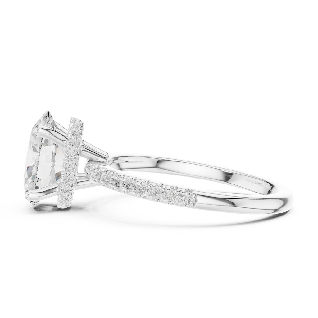 2.00 CT Oval Cut Diamond Hidden Halo Pavé Engagement Ring