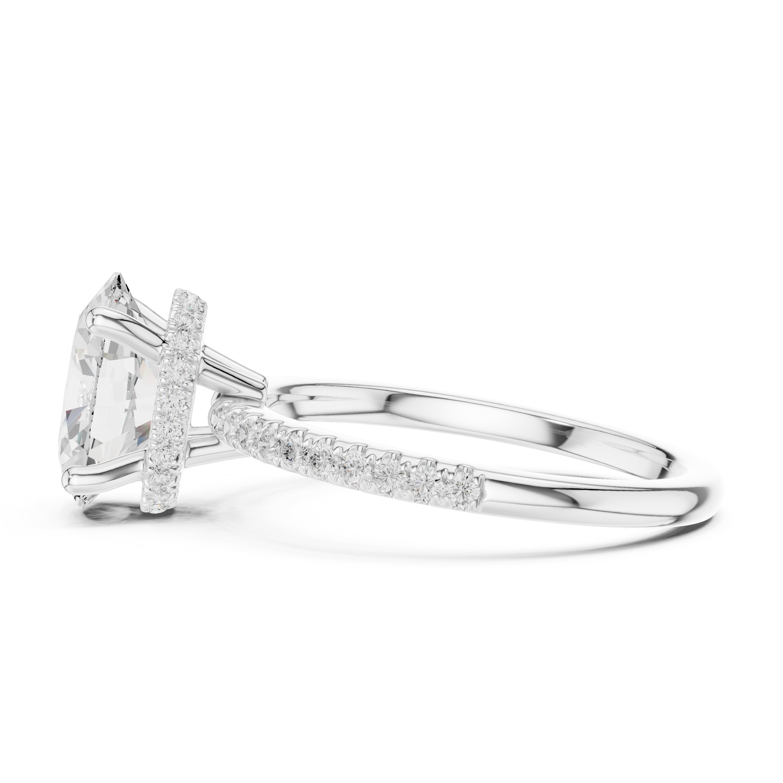 2.00 CT Oval Cut Diamond Hidden Halo Pavé Engagement Ring