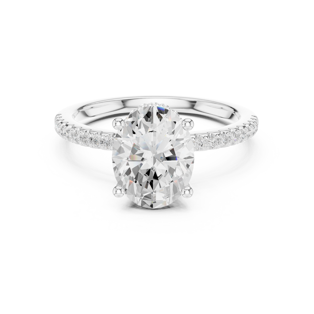2.00 CT Oval Cut Diamond Hidden Halo Pavé Engagement Ring