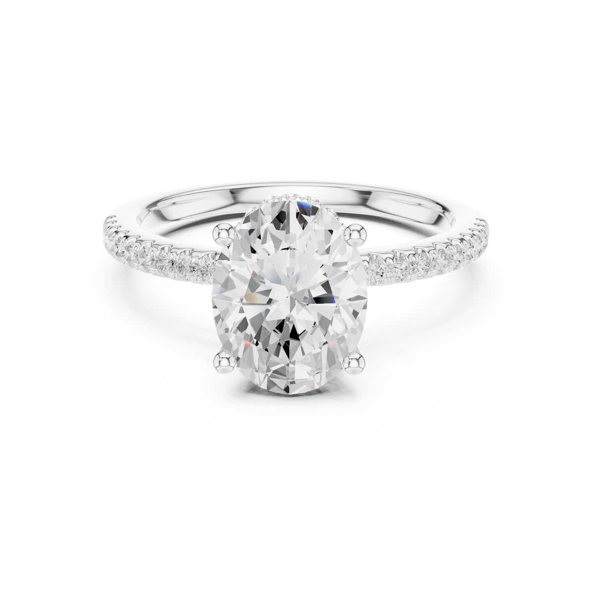 2.31 CTW Oval Cut Diamond Hidden Halo Pavé Engagement Ring — Jewelix Atelier