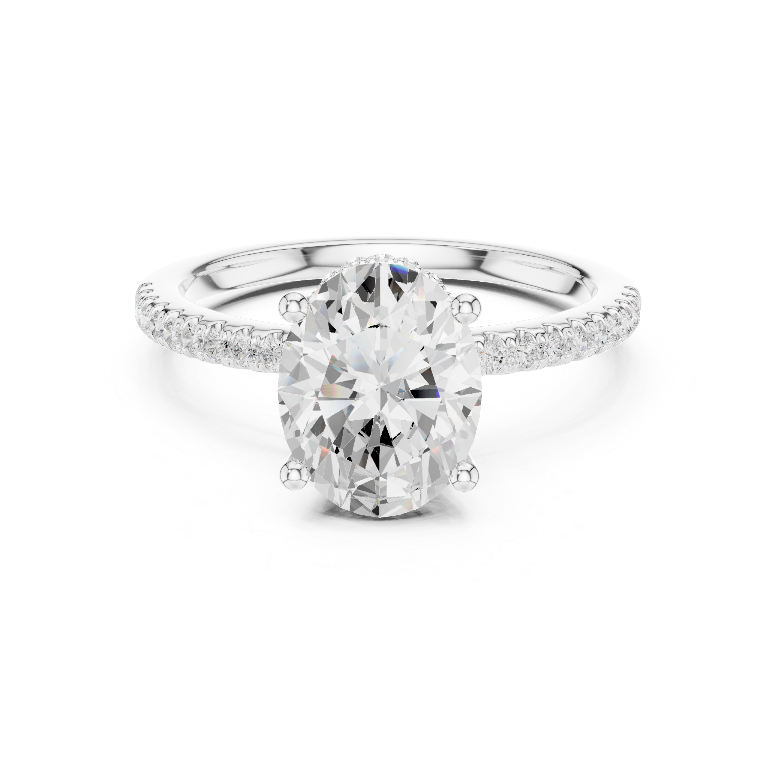 2.00 CT Oval Cut Diamond Hidden Halo Pavé Engagement Ring