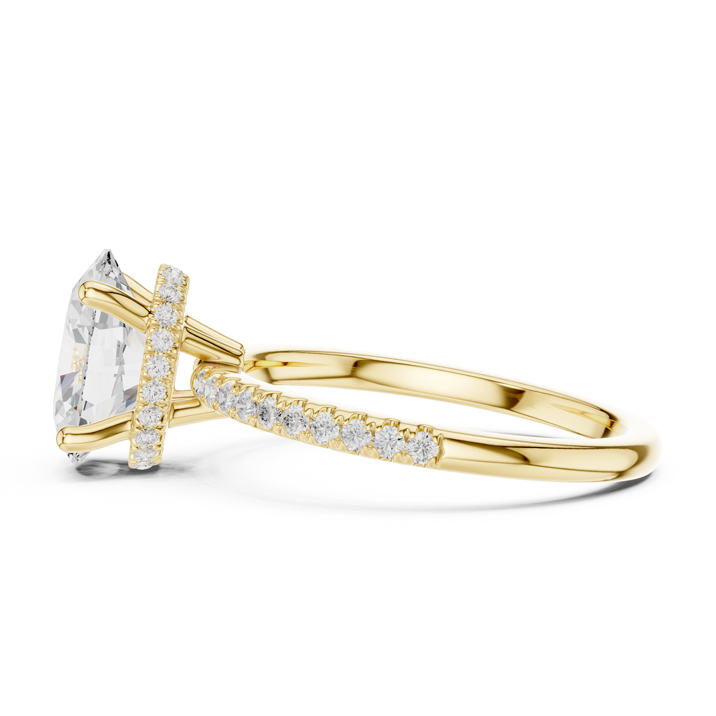 2.00 CT Oval Cut Diamond Hidden Halo Pavé Engagement Ring